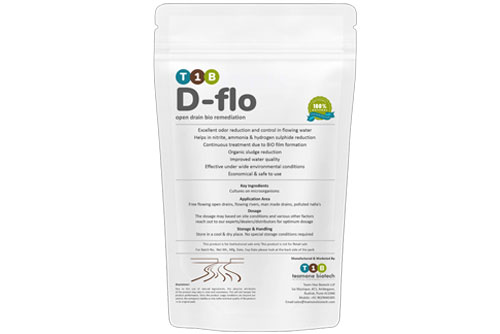 D-Flo is an effective solution to clean up running or flowing waterbodies including polluted drains. degrades oragnic & industrial sludge matter & TSS improves water quality