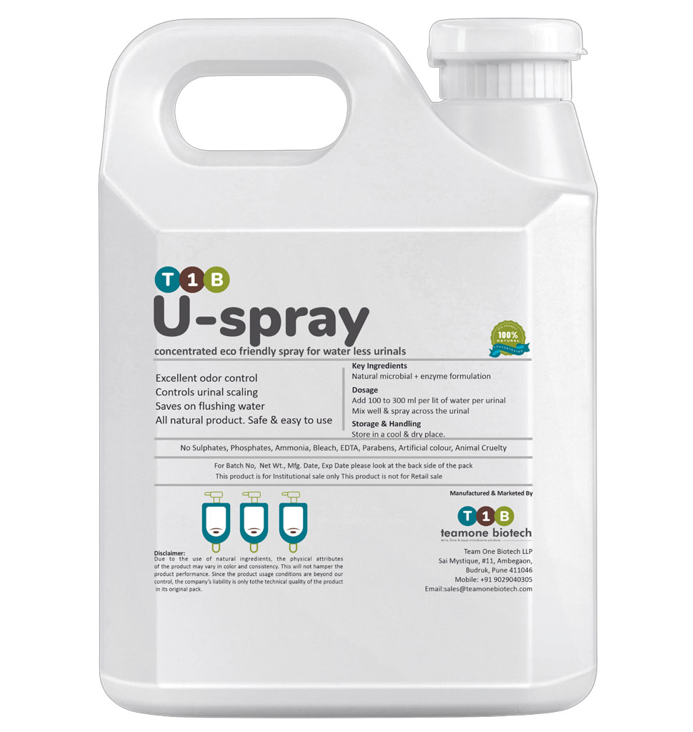 Odor control spray for waterless urinals for public & personal hygiene