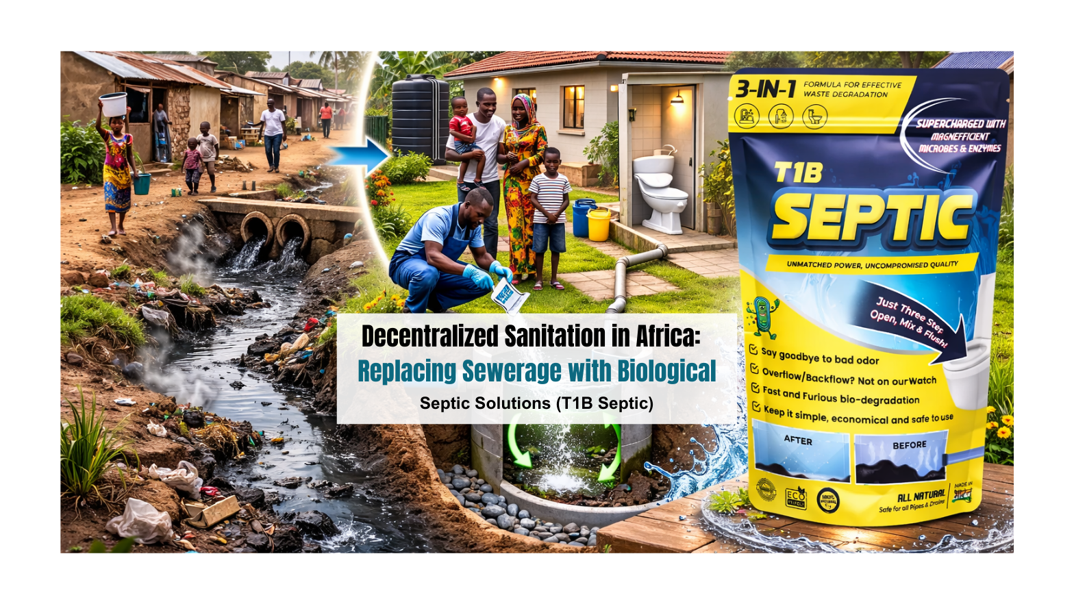 Decentralized Sanitation in Africa: Replacing Sewerage with Biological Septic Solutions (T1B Septic)