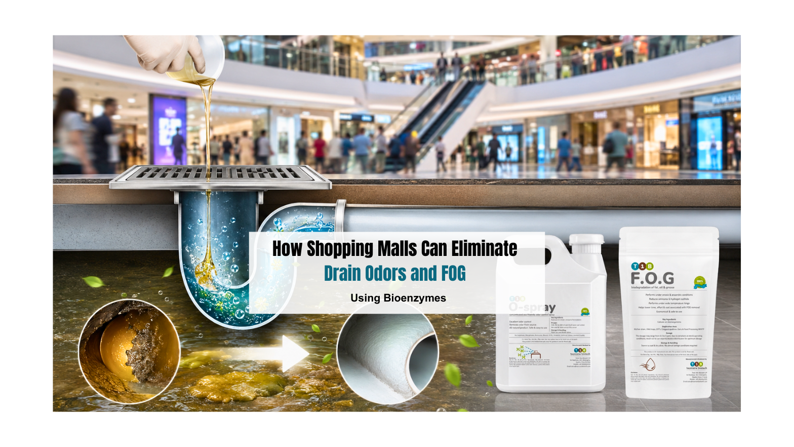 How Shopping Malls Can Eliminate Drain Odors and FOG Using Bioenzymes